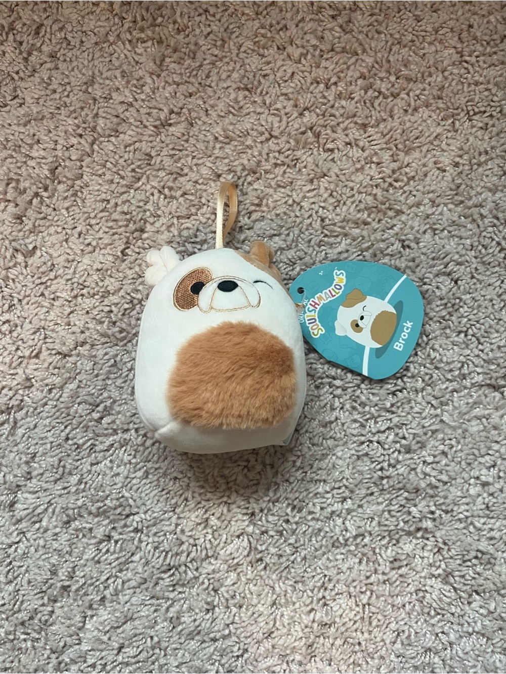 Squishmallows Brock Brown and White Plush Clip-On